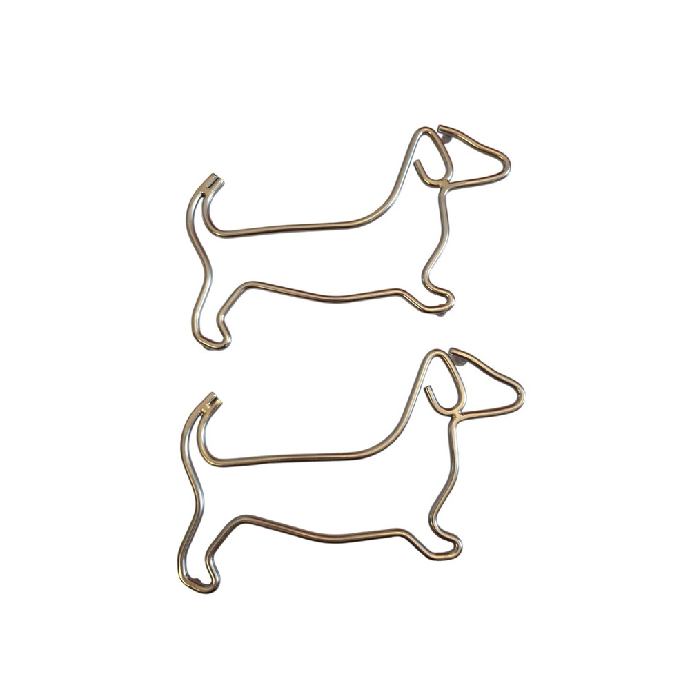 Lot of 2 Dachshund dog keyring keychain pinchusion Silver metal trivet E2